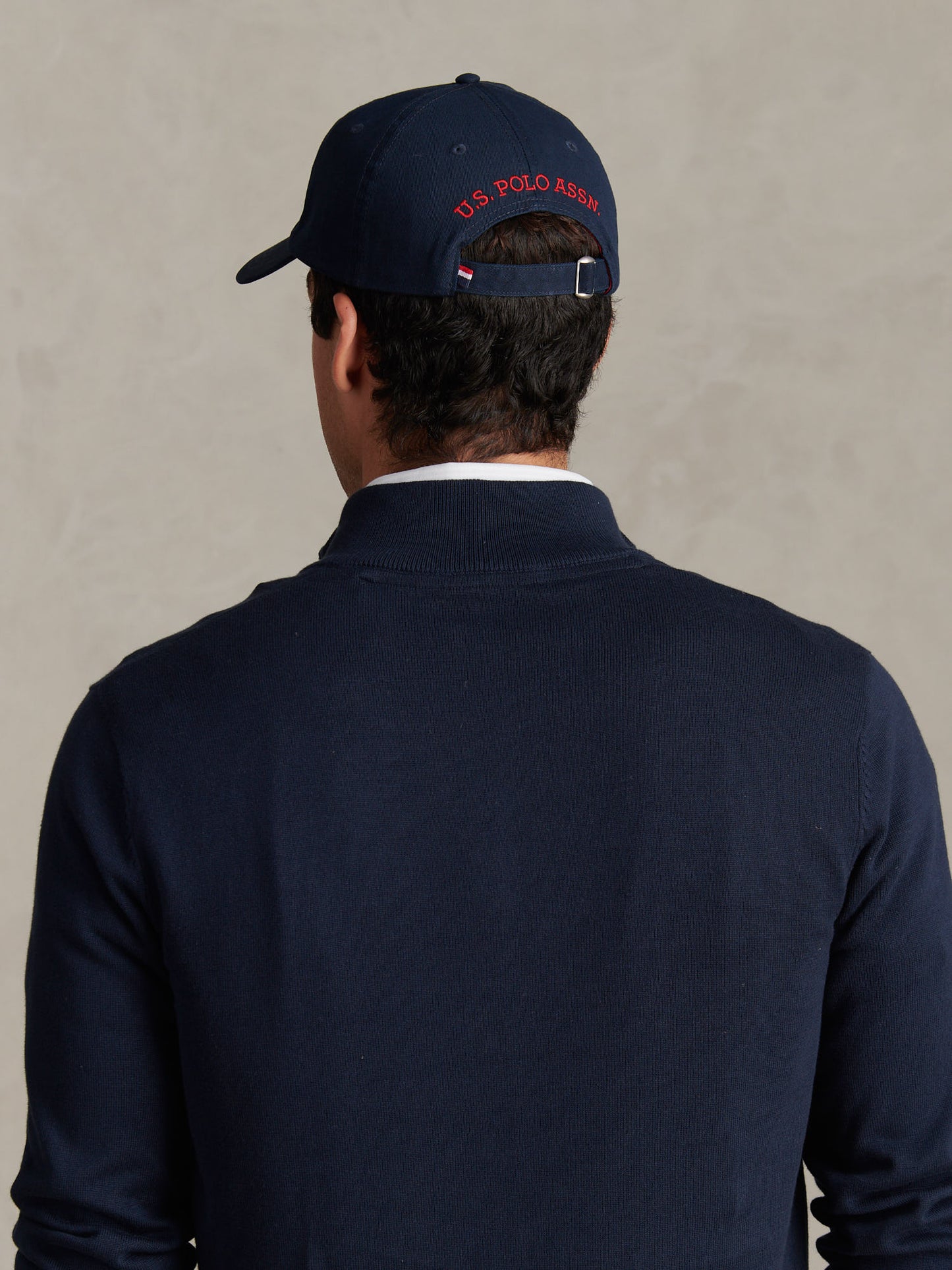 Mens Washed Casual Cap in Dark Sapphire Navy / Haute Red DHM