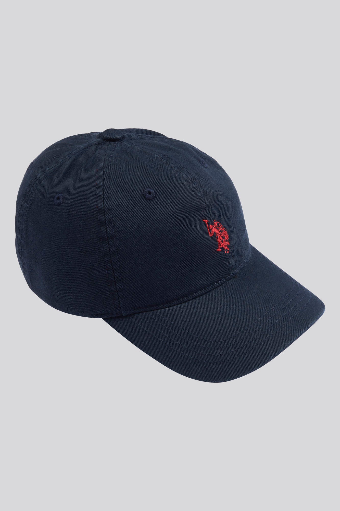 Mens Washed Casual Cap in Dark Sapphire Navy / Haute Red DHM