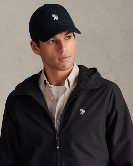 Mens Washed Casual Cap in Black Bright White DHM