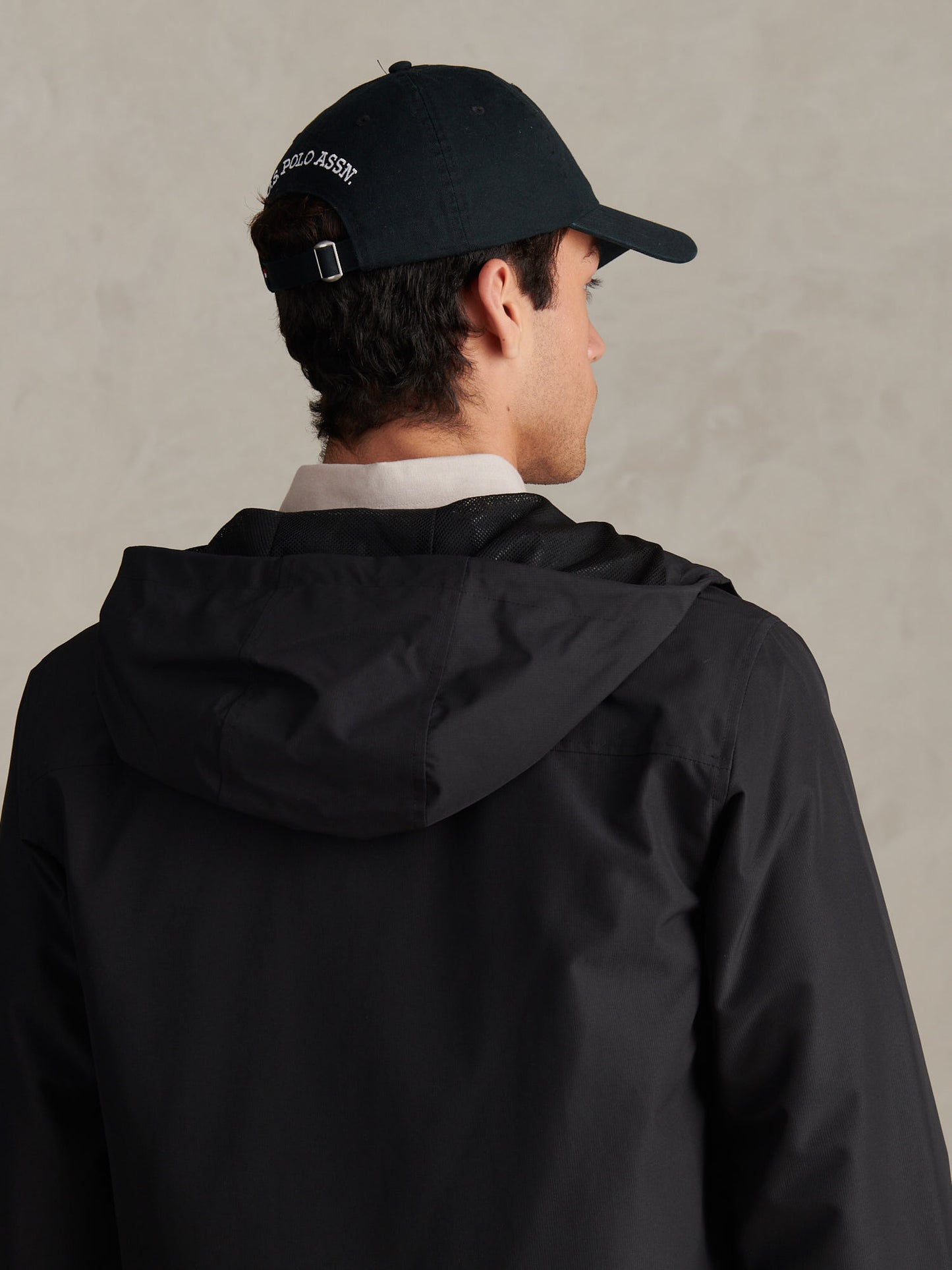 Mens Washed Casual Cap in Black Bright White DHM