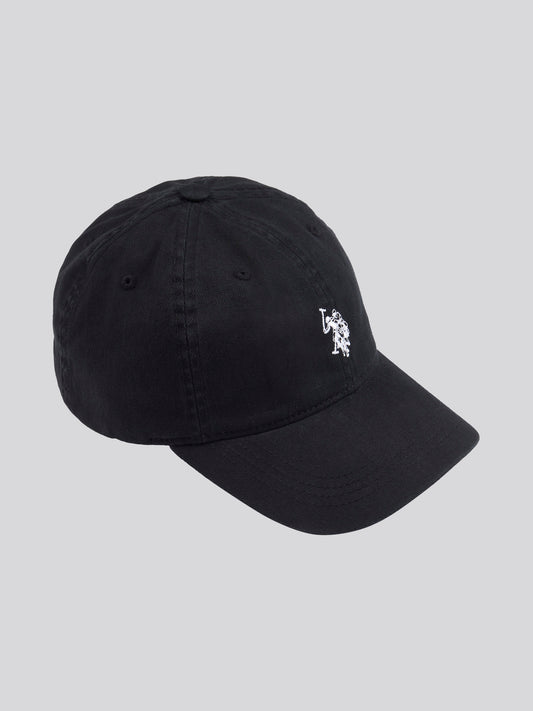 Mens Washed Casual Cap in Black Bright White DHM