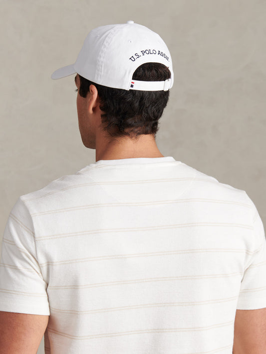Mens Washed Casual Cap White / Dark Sapphire Navy DHM