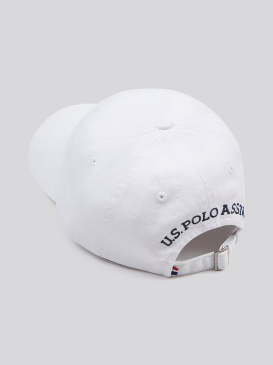 Mens Washed Casual Cap White / Dark Sapphire Navy DHM