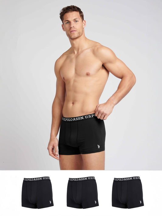 Mens 3 Pack Boxer Shorts Black Bright White DHM