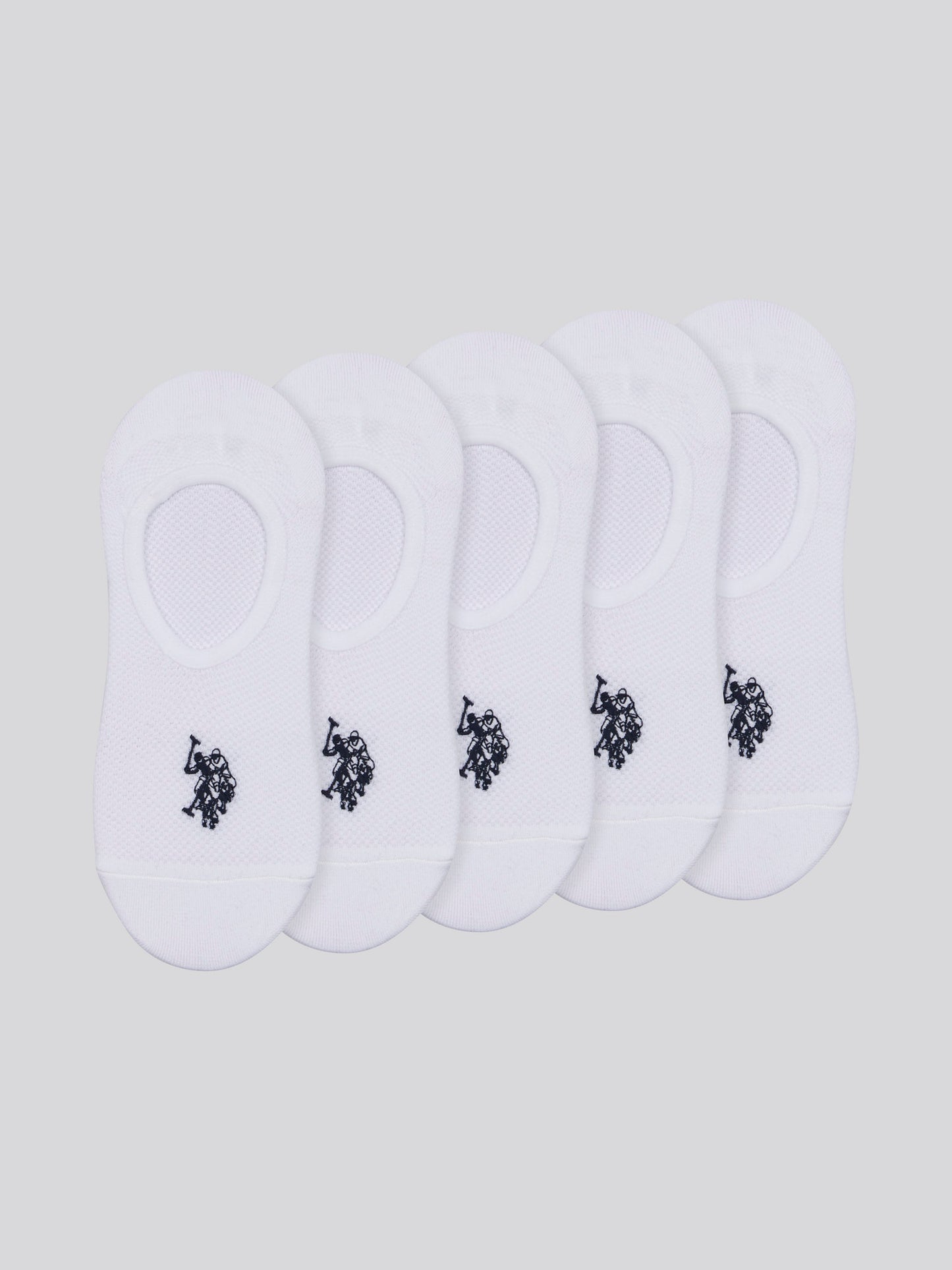 Mens 5 Pack Invisible Trainer Socks in Bright White
