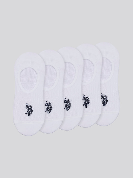 Mens 5 Pack Invisible Trainer Socks in Bright White