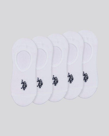 Mens 5 Pack Invisible Trainer Socks in Bright White