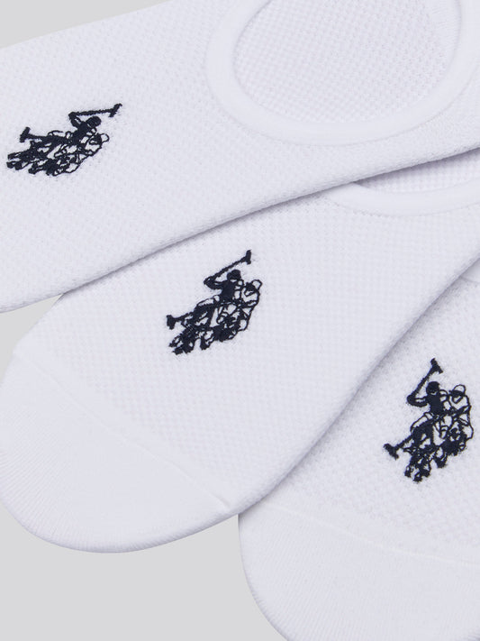 Mens 5 Pack Invisible Trainer Socks in Bright White