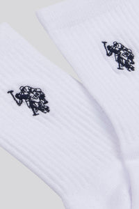 Mens Five Pack Quarter Sports Socks in Bright White