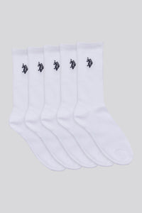 Mens Five Pack Classic Sports Socks in Bright White