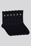 Mens Five Pack Classic Sports Socks in Black