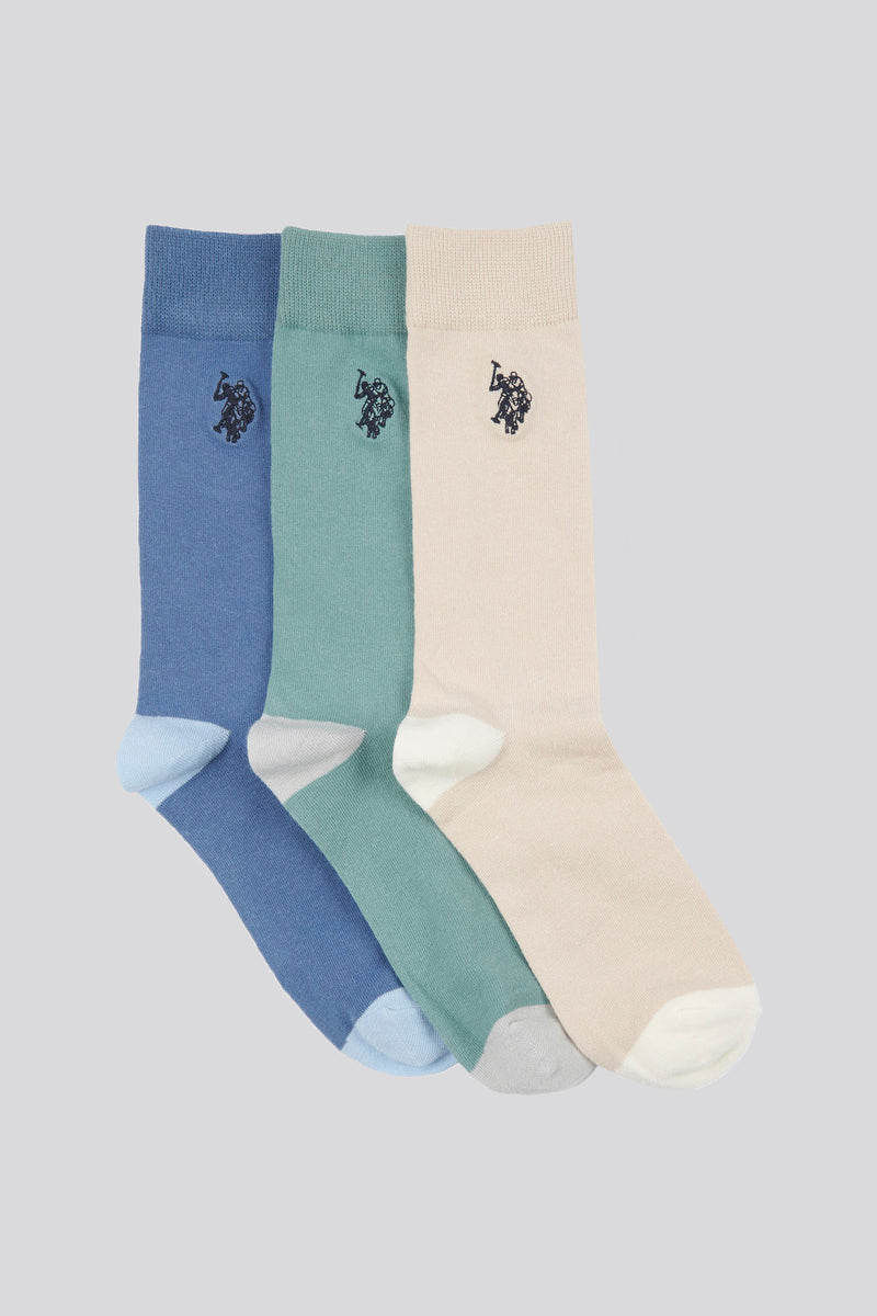 Mens Three Pack Smart Socks in French Oak