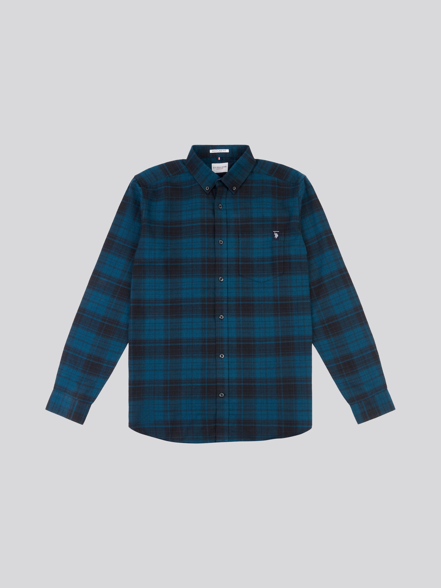 Mens Peached Oxford Check Shirt in Black