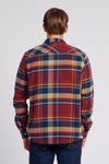Mens Brushed Twill Check Overshirt in Tawny Port