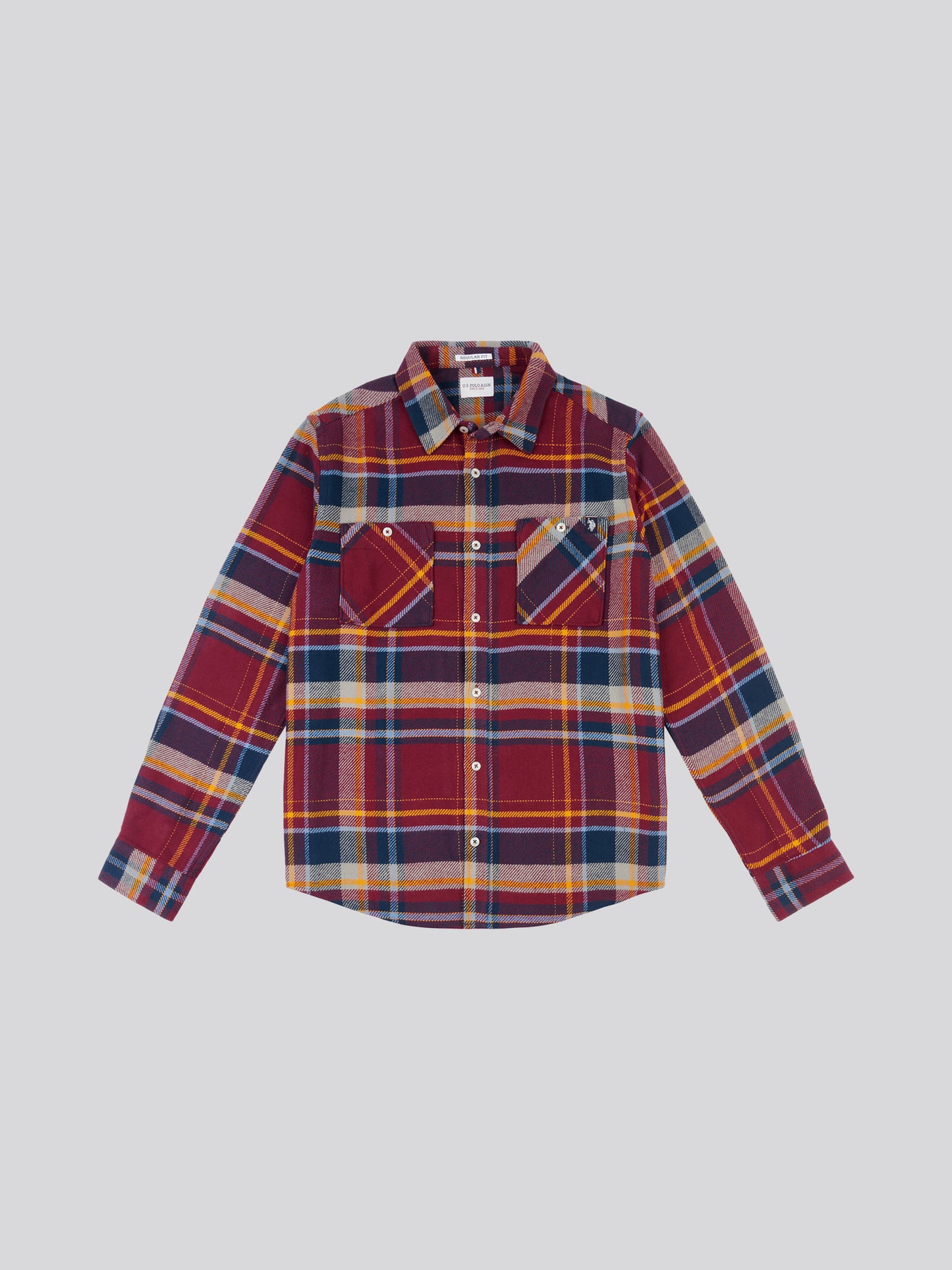 Mens Brushed Twill Check Overshirt in Tawny Port