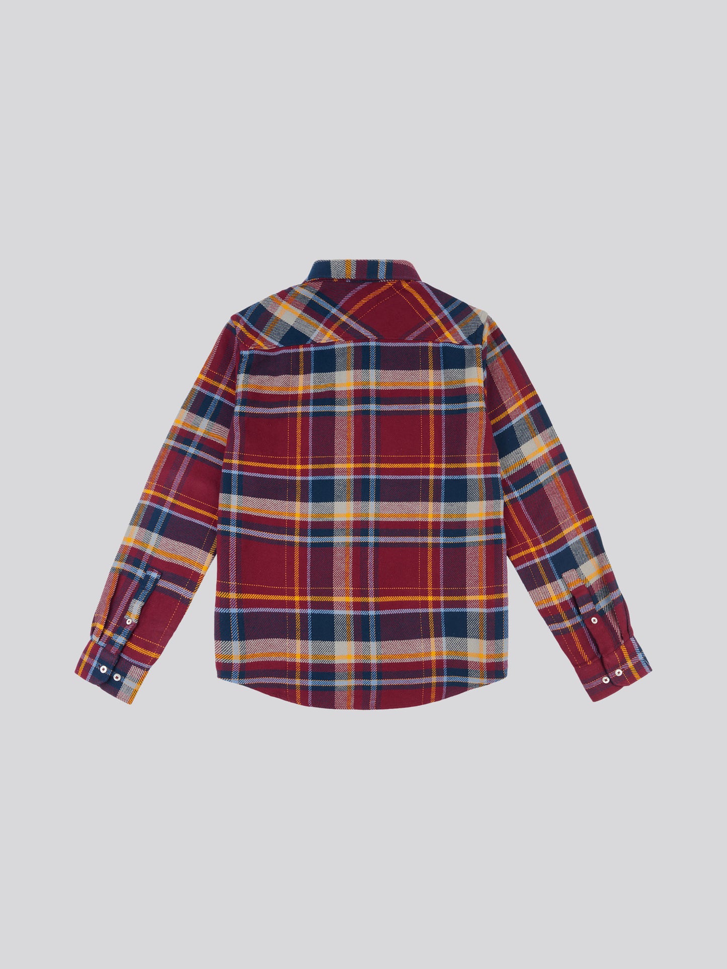 Mens Brushed Twill Check Overshirt in Tawny Port