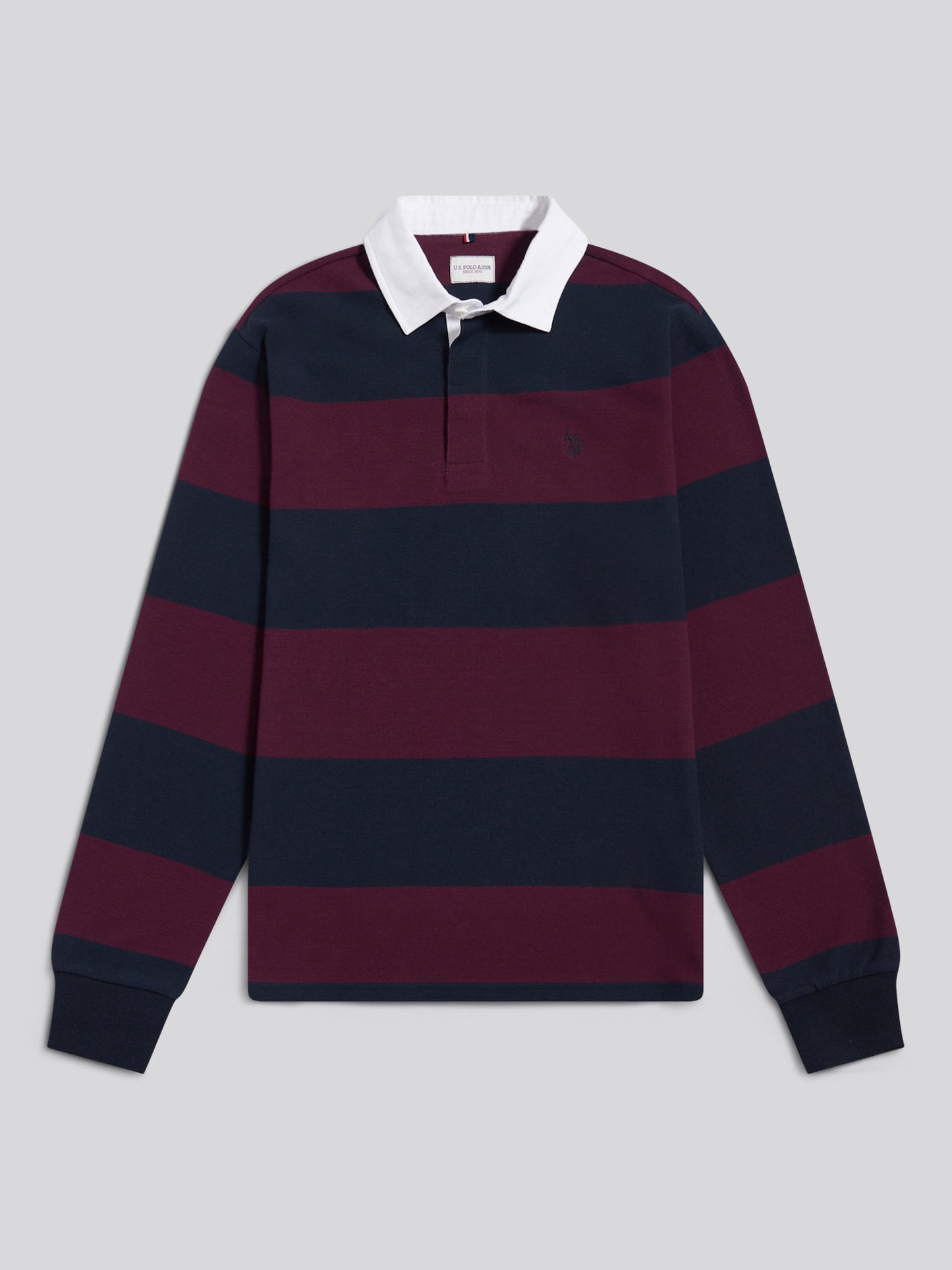 Mens Textured Stripe Rugby in Grape Wine