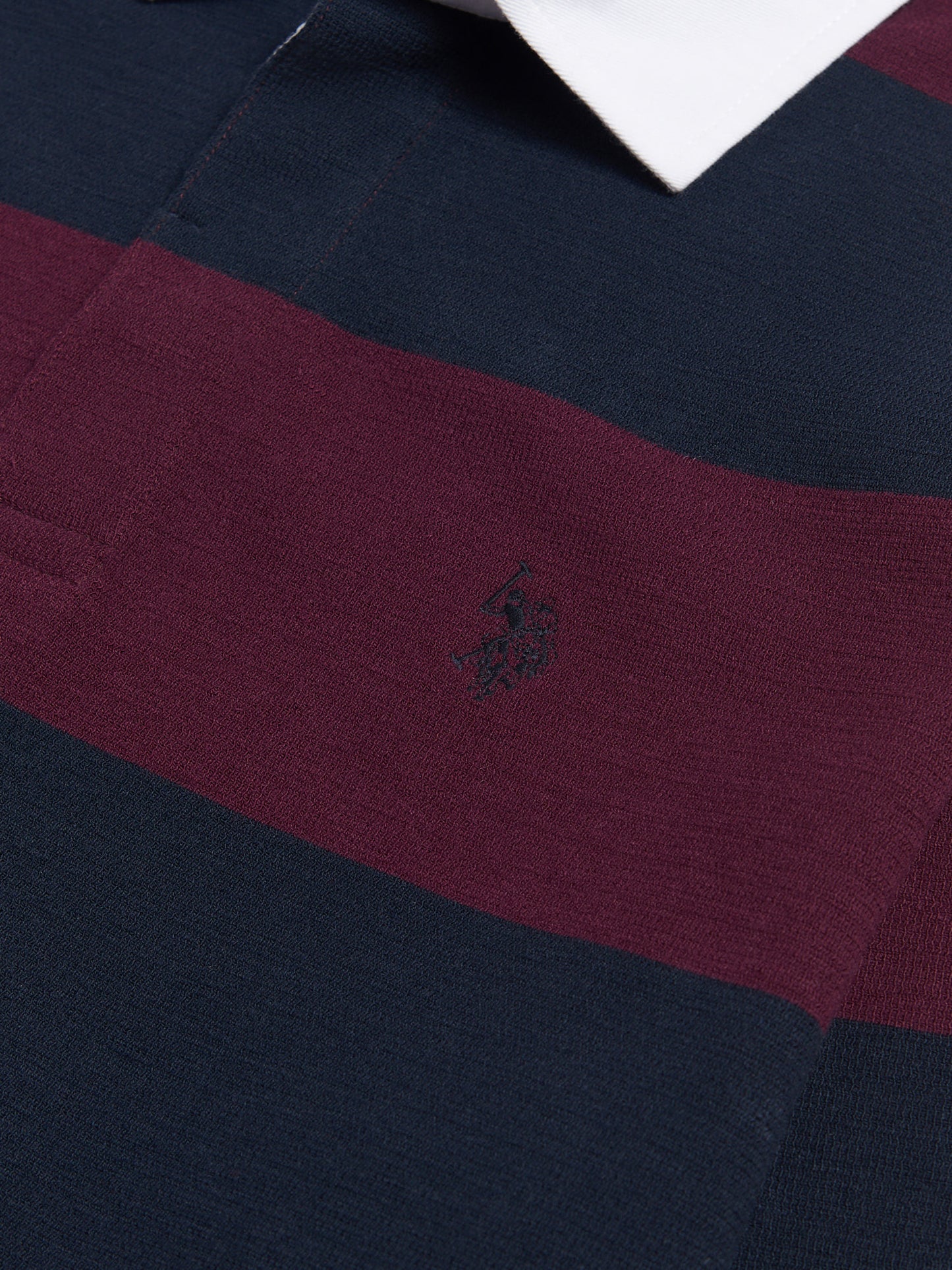 Mens Textured Stripe Rugby in Grape Wine