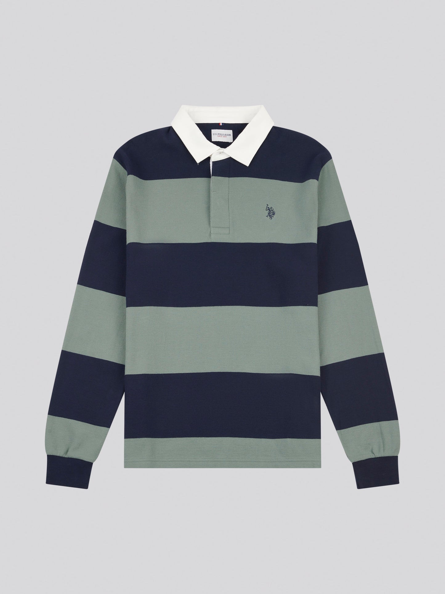 Mens Textured Stripe Rugby in Dark Sapphire Navy