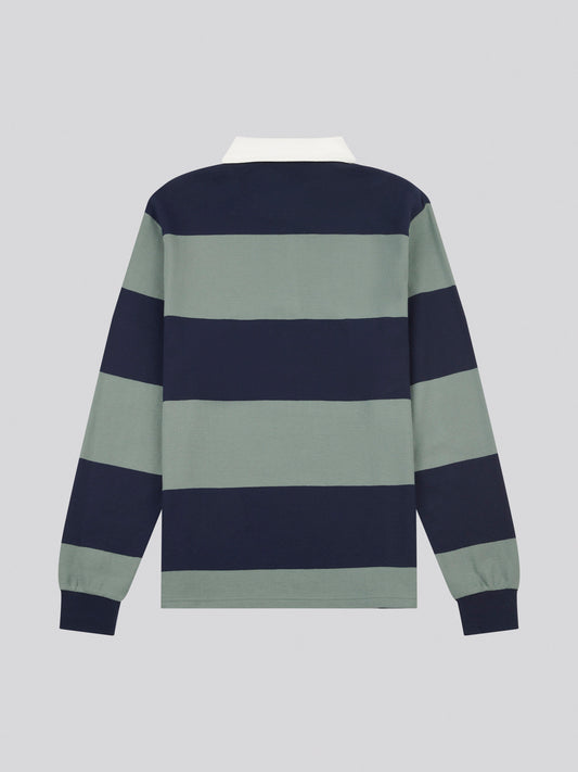 Mens Textured Stripe Rugby in Dark Sapphire Navy