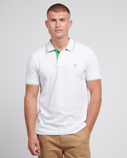 Mens Life Double Horsemen Polo Shirt in Bright White