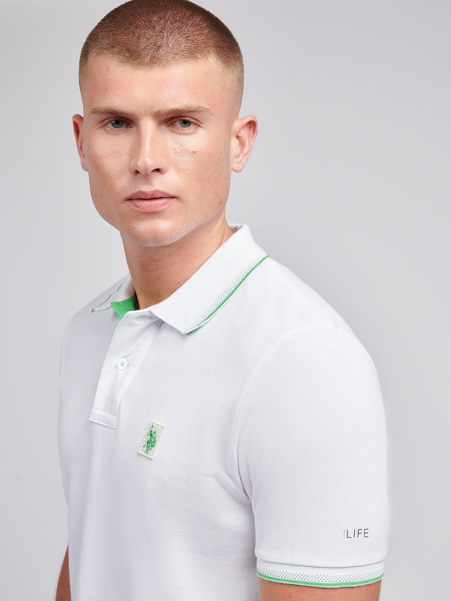 Mens Life Double Horsemen Polo Shirt in Bright White