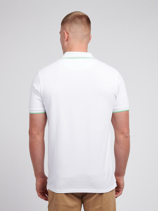 Mens Life Double Horsemen Polo Shirt in Bright White