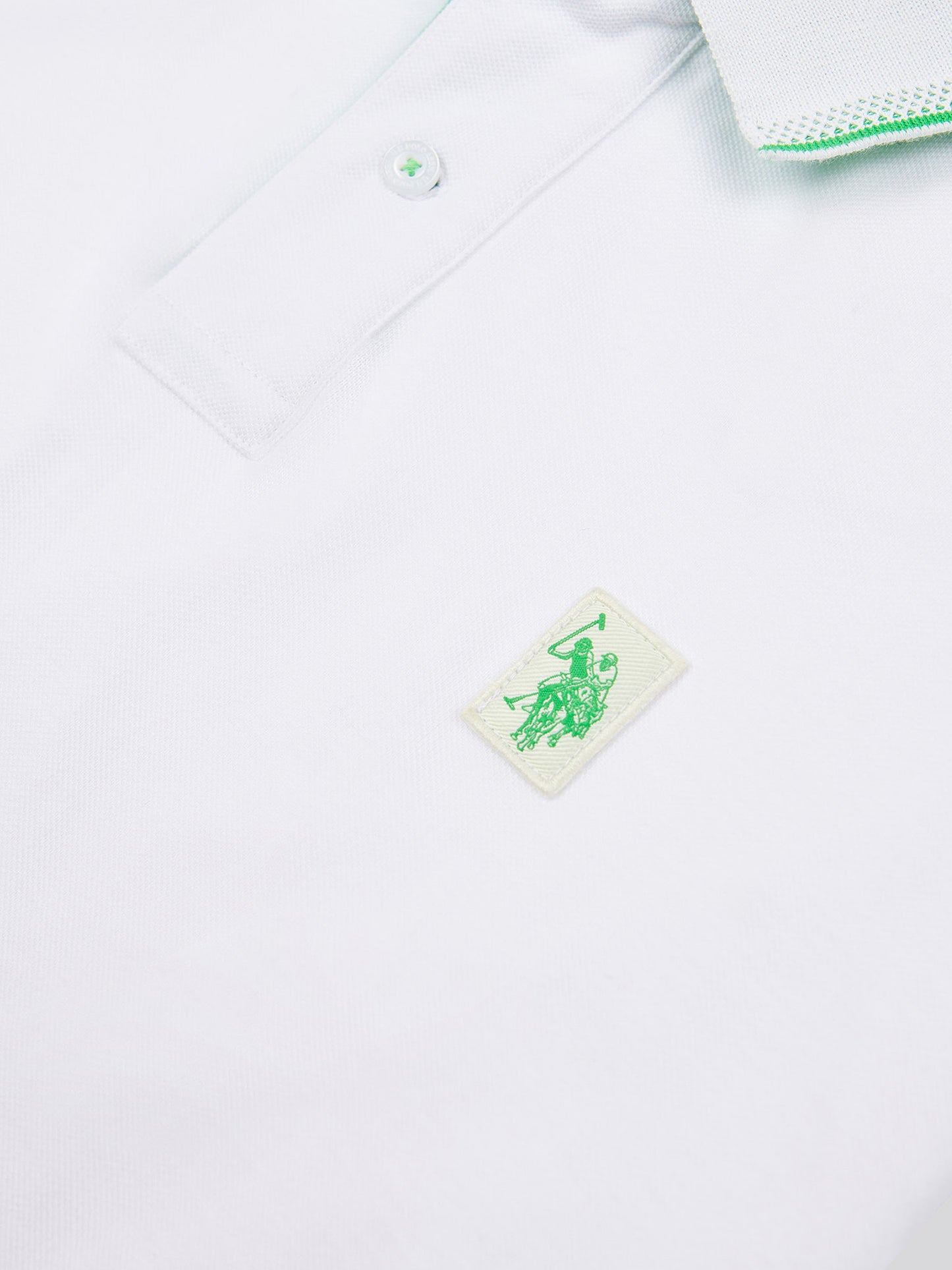 Mens Life Double Horsemen Polo Shirt in Bright White