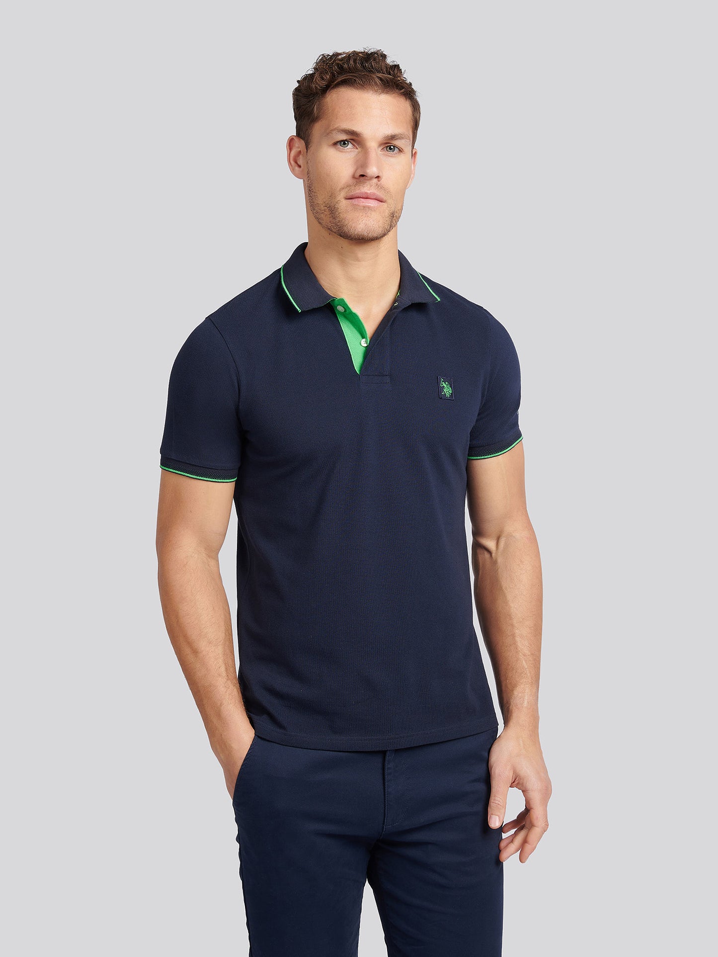Mens Life Double Horsemen Polo Shirt in Dark Sapphire Navy