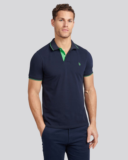 Mens Life Double Horsemen Polo Shirt in Dark Sapphire Navy