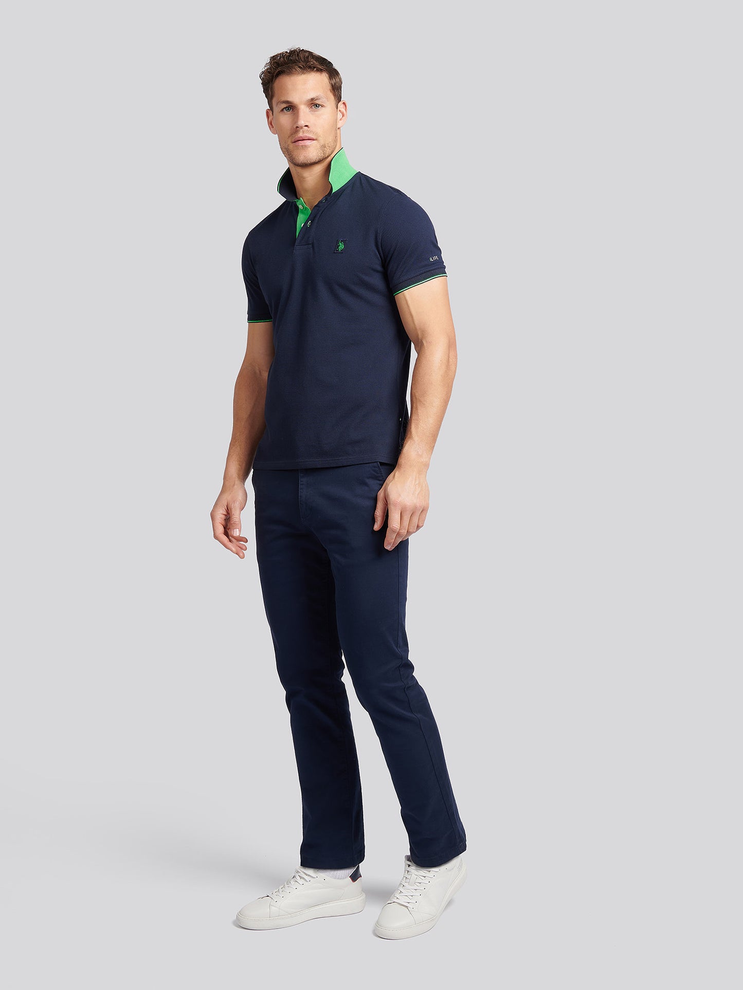 Mens Life Double Horsemen Polo Shirt in Dark Sapphire Navy