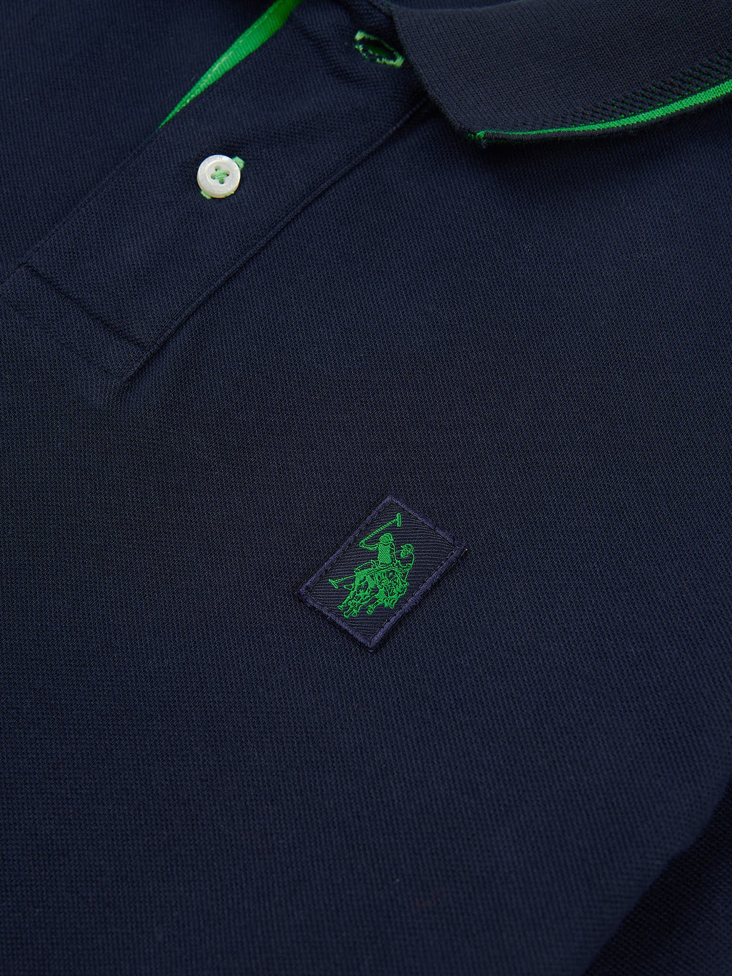 Mens Life Double Horsemen Polo Shirt in Dark Sapphire Navy