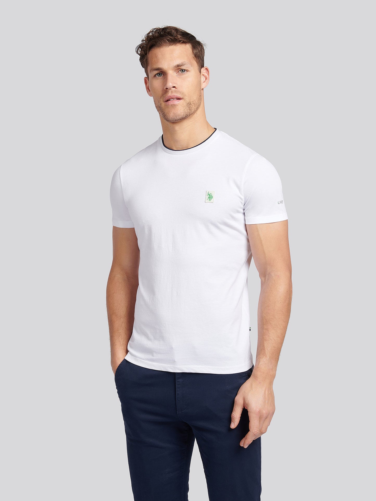 Mens Life Double Horsemen T-Shirt in Bright White