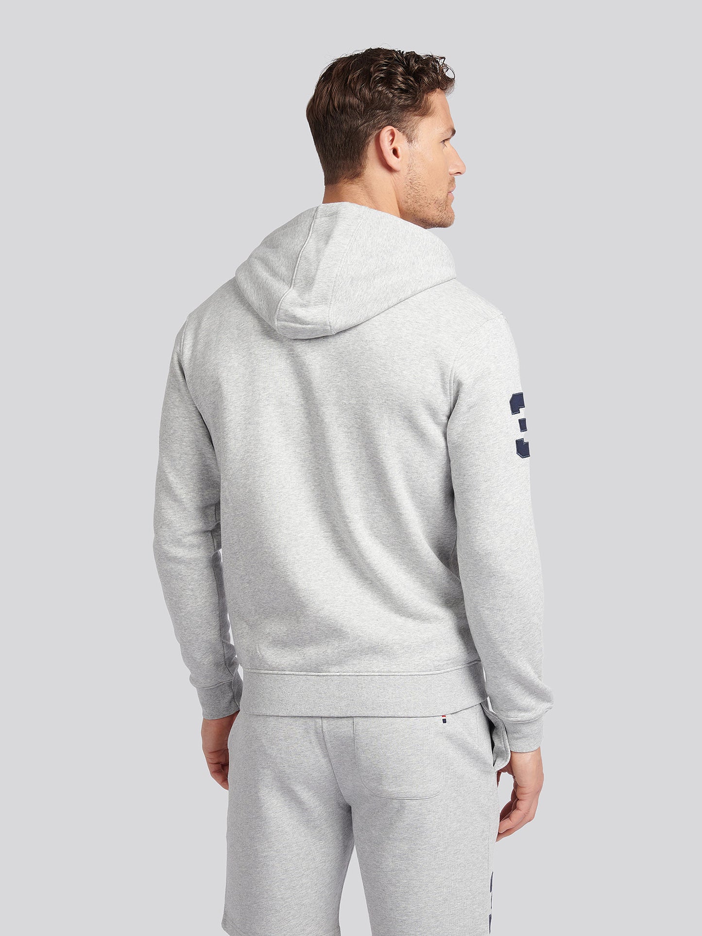 Mens Classic Fit Player 3 Zip Hoodie in Mid Grey Marl
