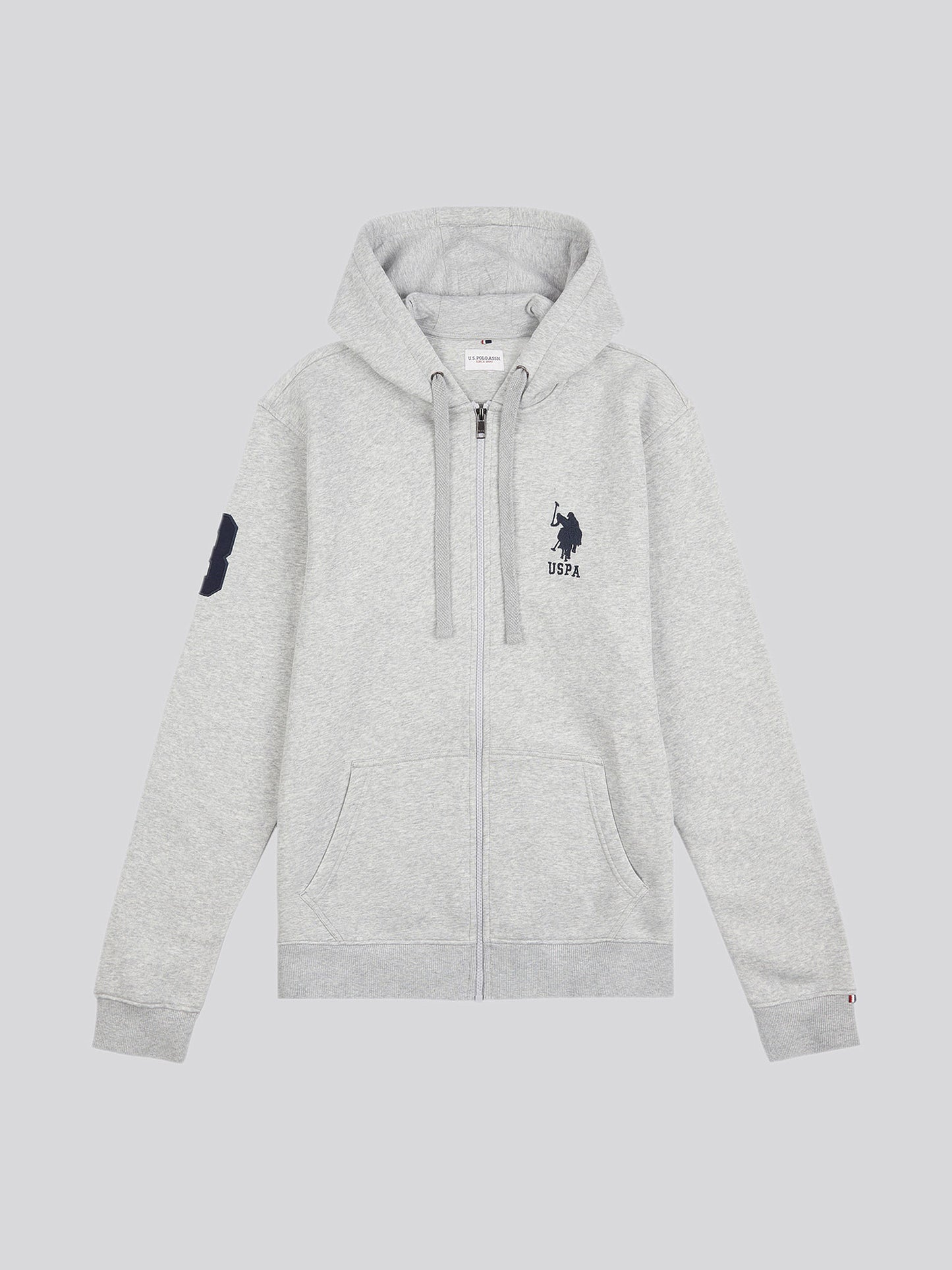 Mens Classic Fit Player 3 Zip Hoodie in Mid Grey Marl