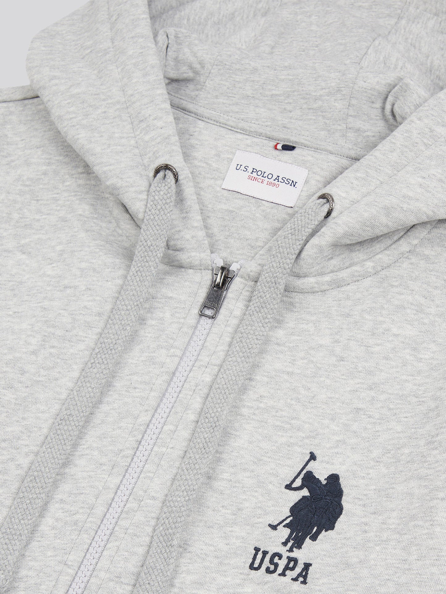 Mens Classic Fit Player 3 Zip Hoodie in Mid Grey Marl