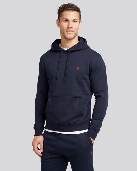Mens Double Horsemen Hoodie in Dark Sapphire Navy / Haute Red DHM