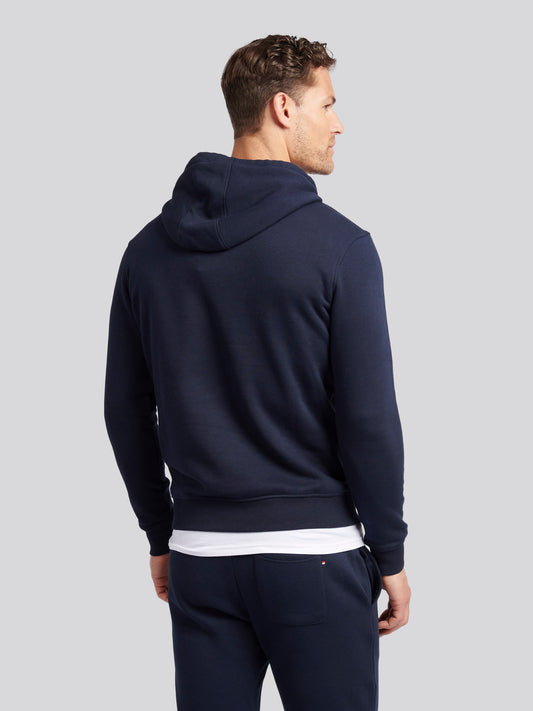 Mens Double Horsemen Hoodie in Dark Sapphire Navy / Haute Red DHM