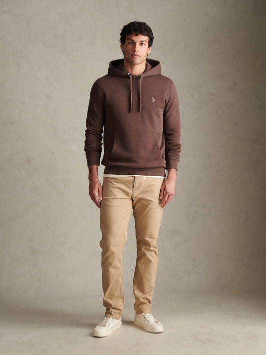 Mens Double Horsemen Embroidered Hoodie Bracken