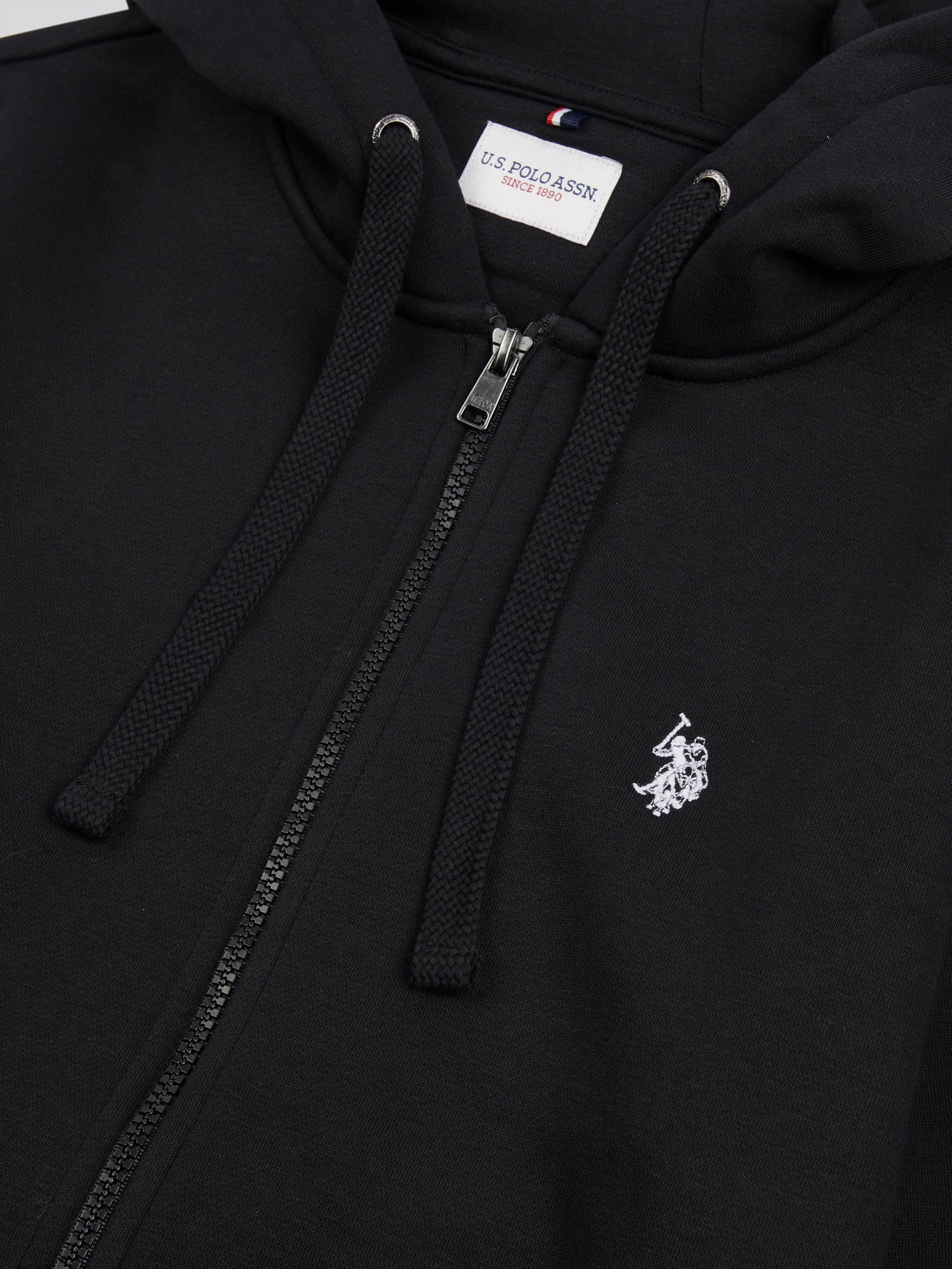 Mens Double Horsemen Zip Hoodie in Black Bright White DHM