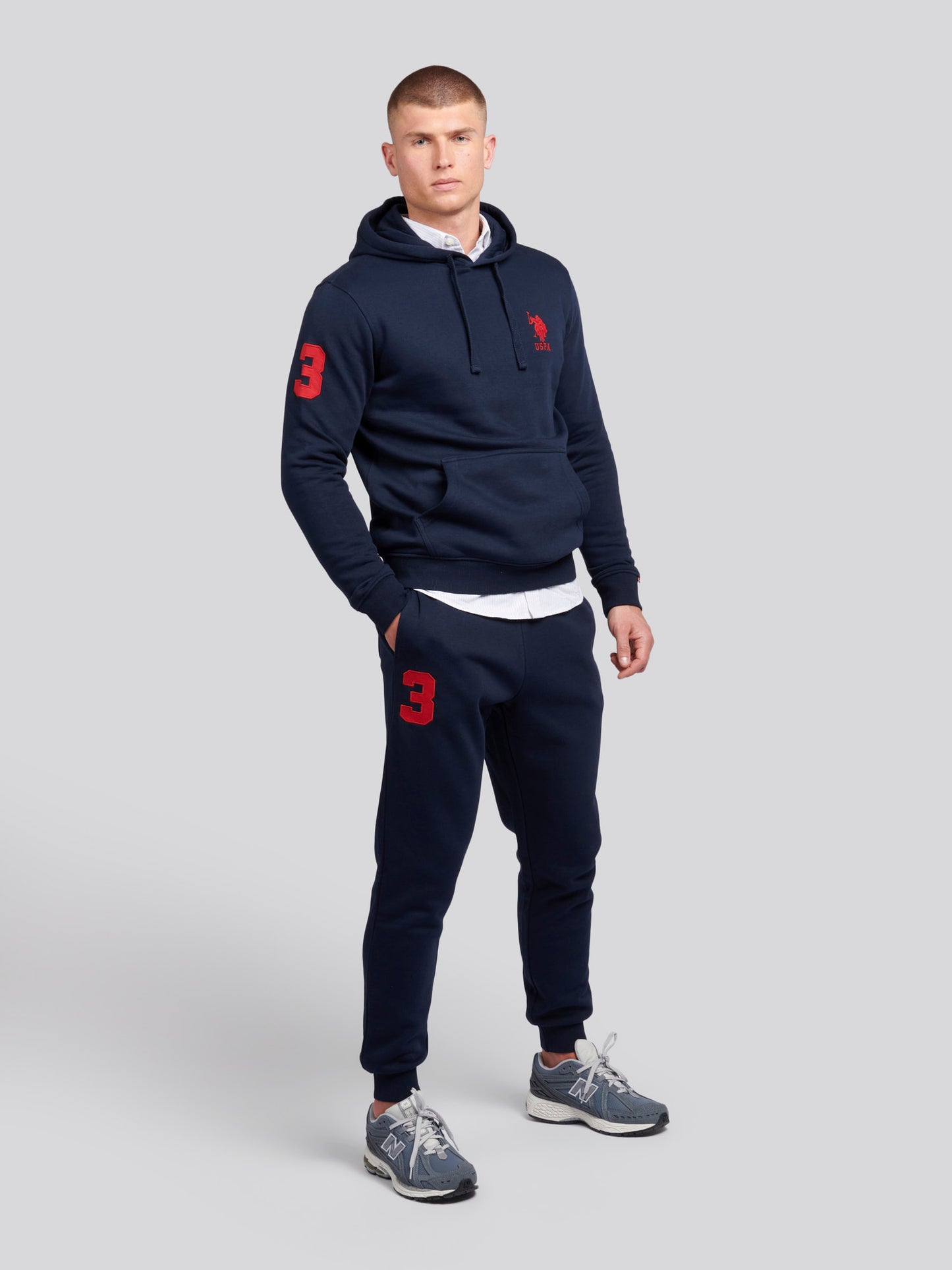 Mens Player 3 Hoodie in Dark Sapphire Navy / Haute Red DHM