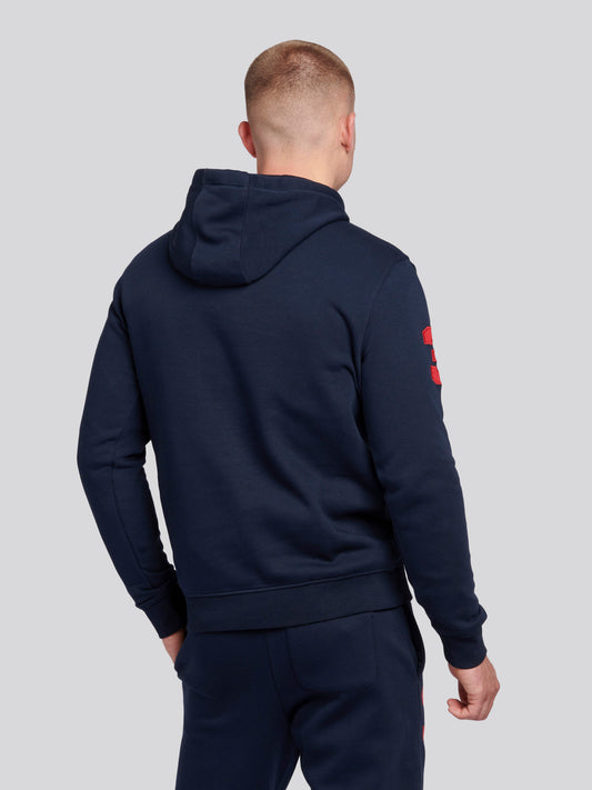 Mens Player 3 Hoodie in Dark Sapphire Navy / Haute Red DHM