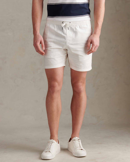 Mens Linen Blend Deck Shorts Bright White
