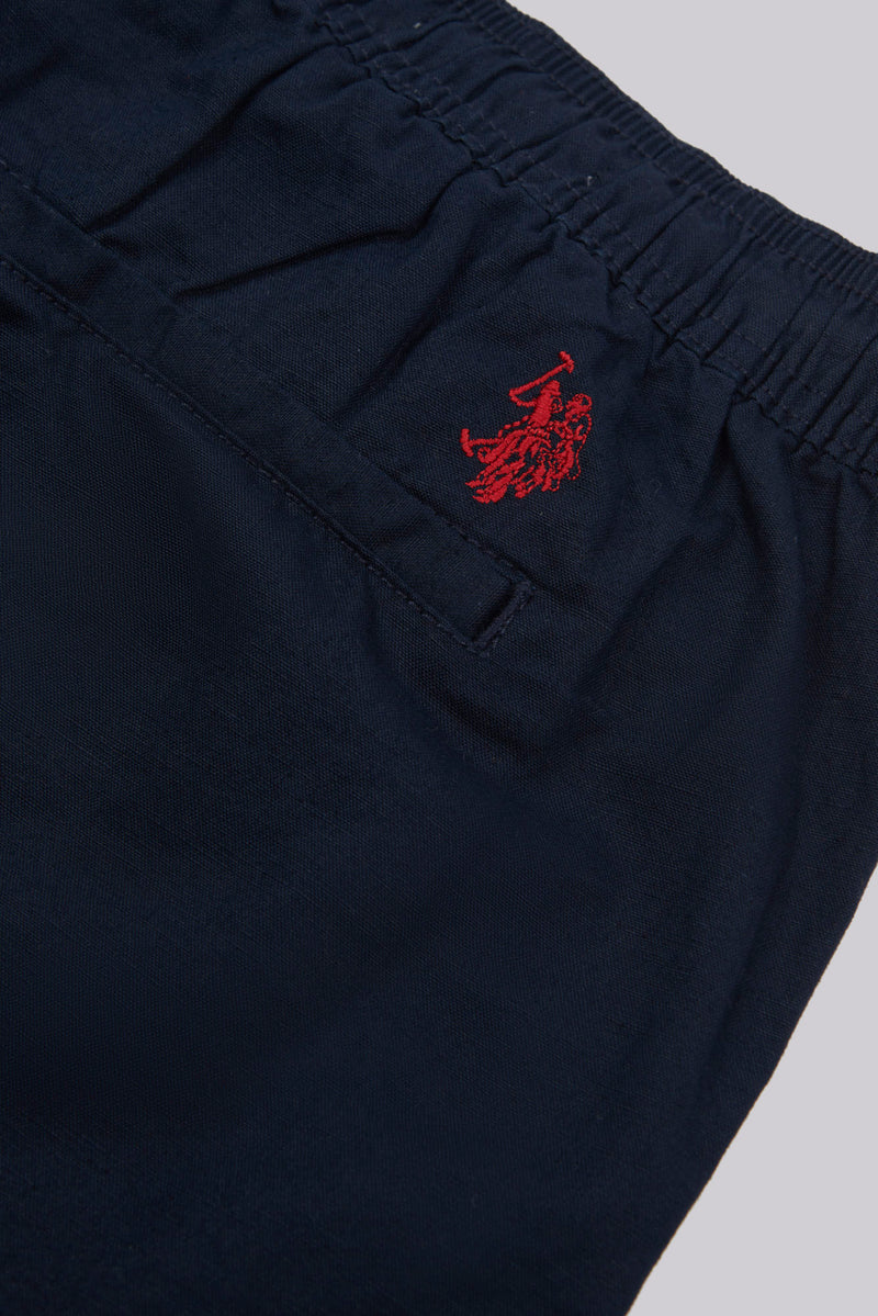 Mens Linen Blend Deck Shorts in Dark Sapphire Navy