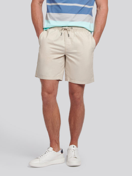 Mens Linen Blend Deck Shorts in French Oak