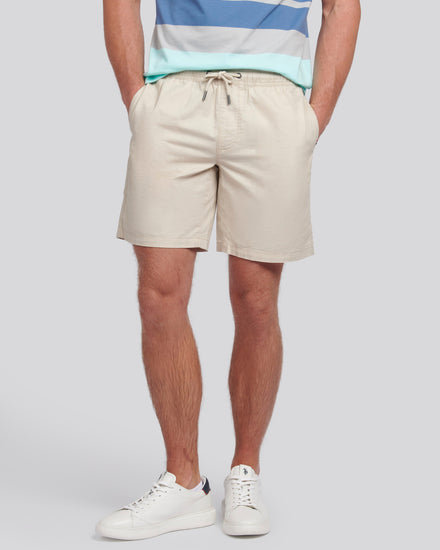 Mens Linen Blend Deck Shorts in French Oak