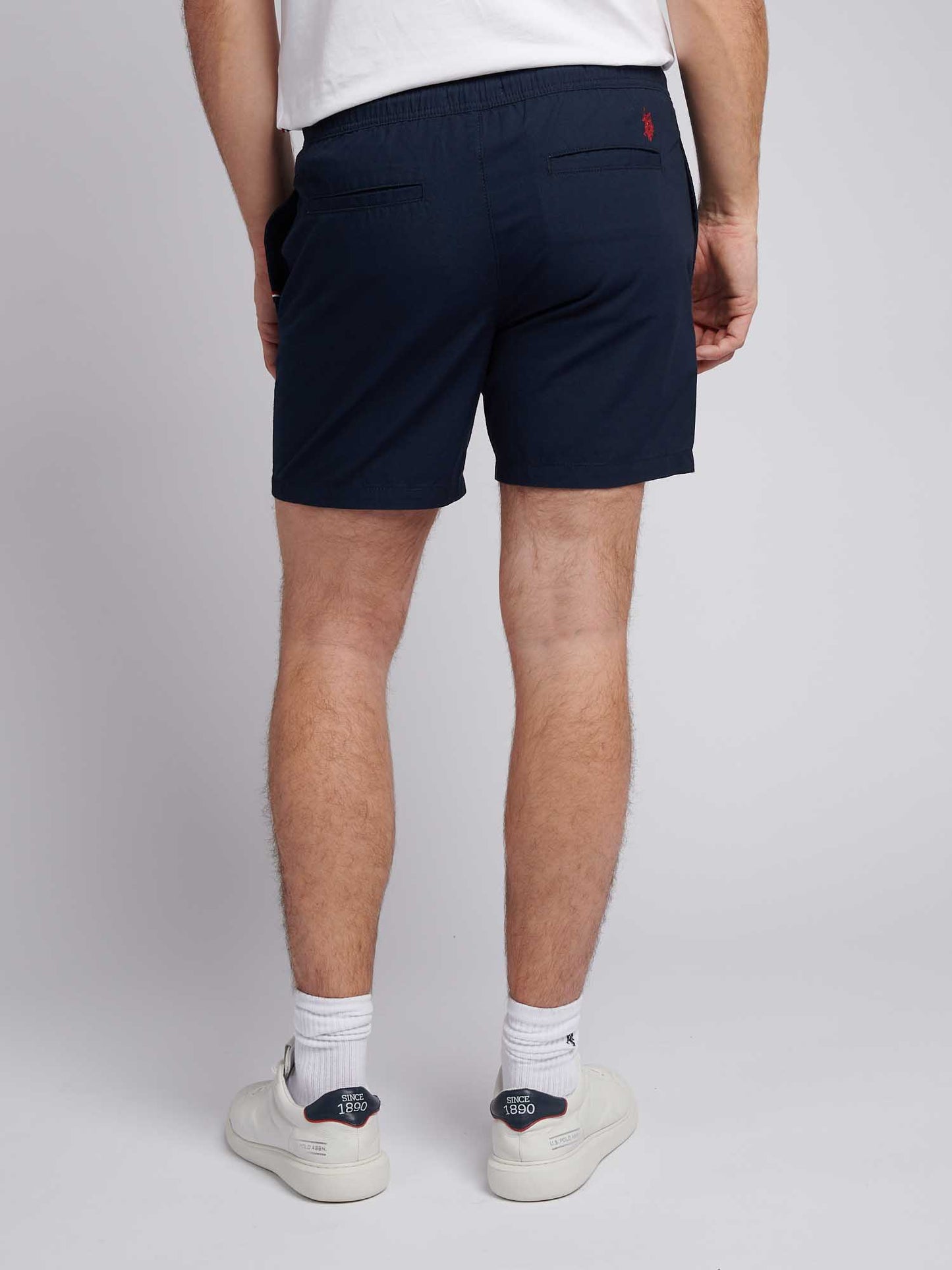 Mens Linen Blend Deck Shorts in Dark Sapphire Navy / Haute Red DHM