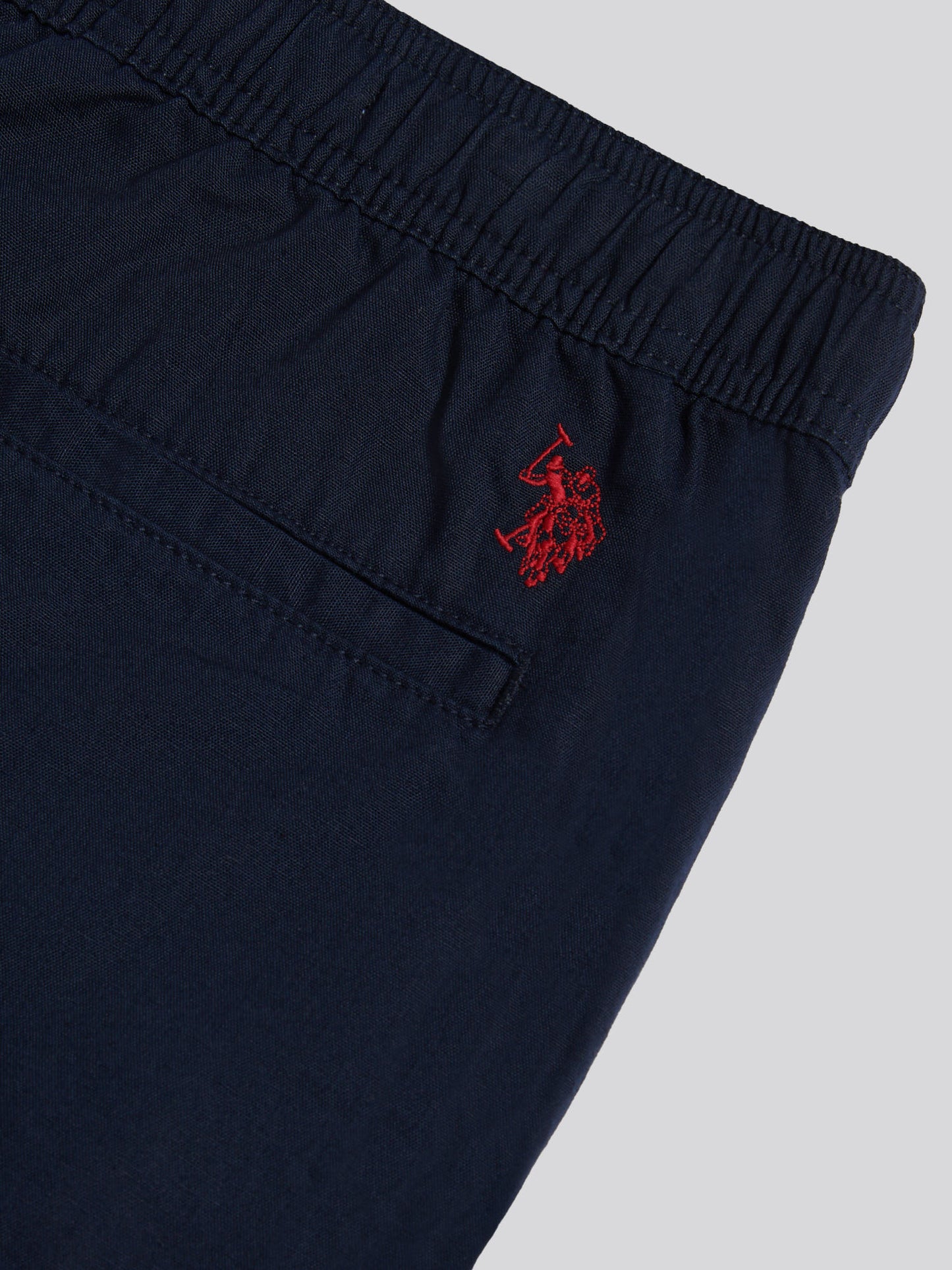 Mens Linen Blend Deck Shorts in Dark Sapphire Navy / Haute Red DHM