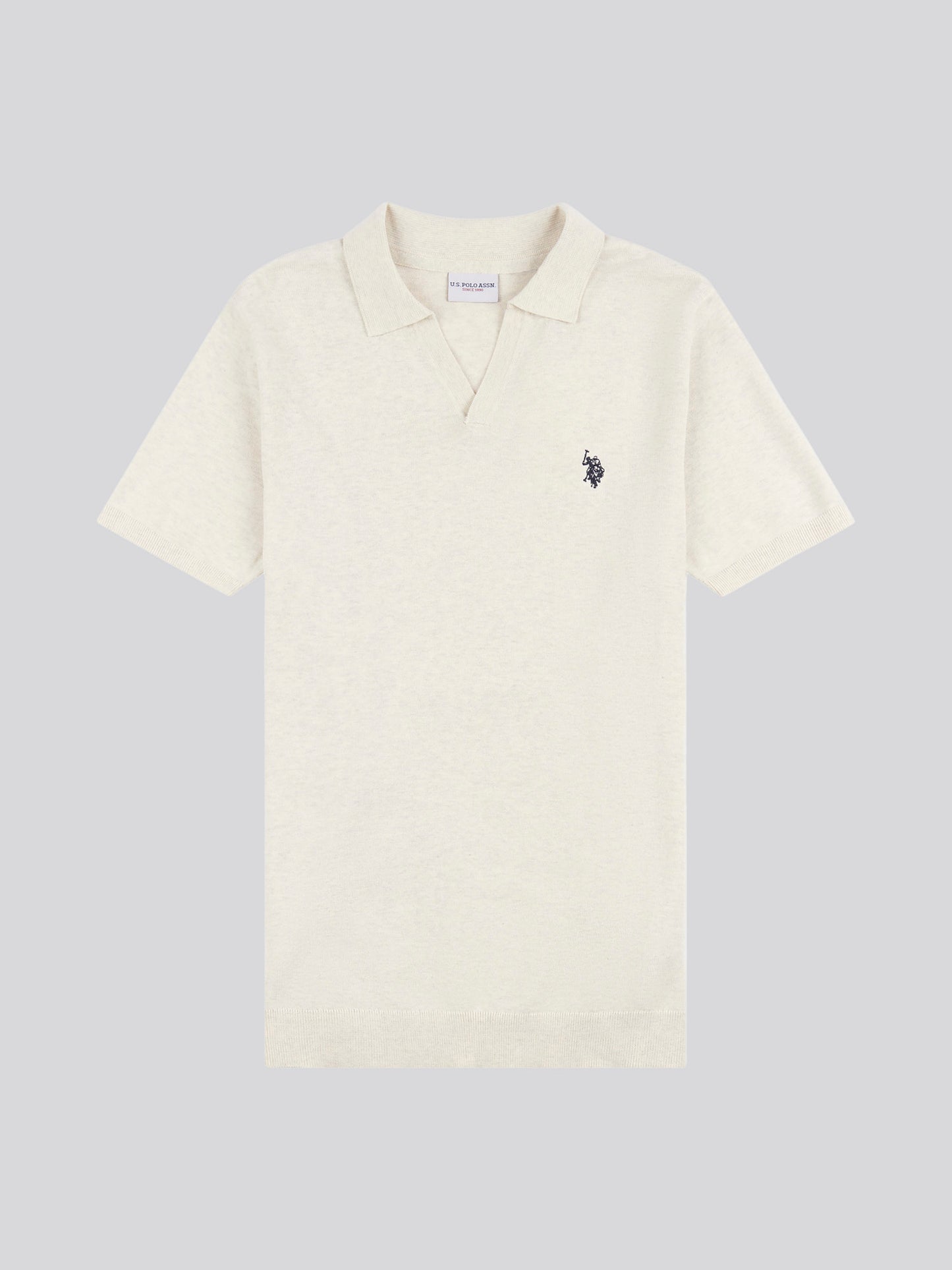 Mens Combed Cotton Revere Polo Shirt in Birch Marl