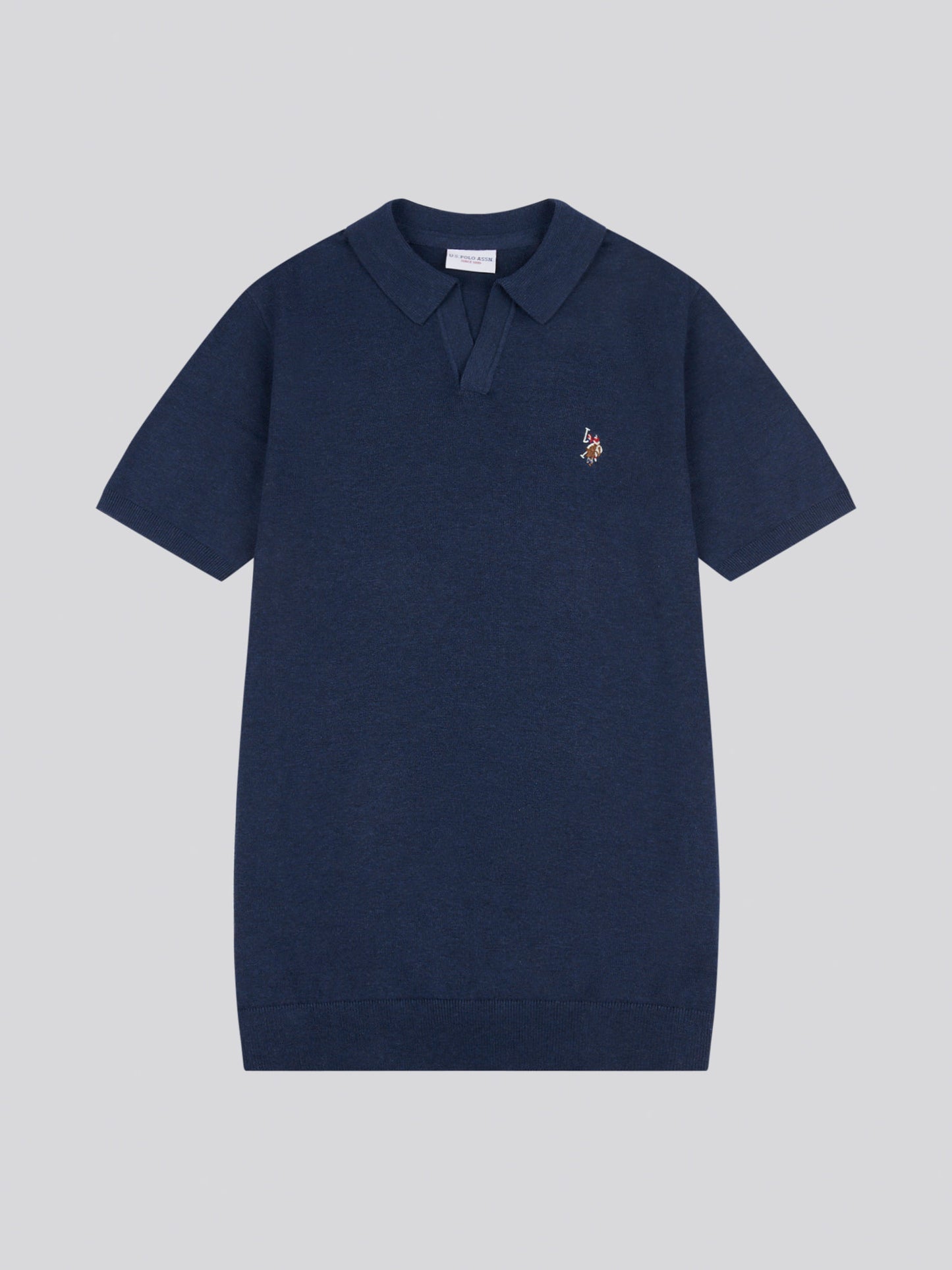 Mens Combed Cotton Revere Polo Shirt in Denim Blue Marl / Multicoloured DHM